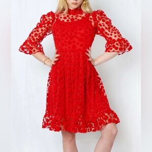 BATSHEVA spring polka dot mini prairie dress